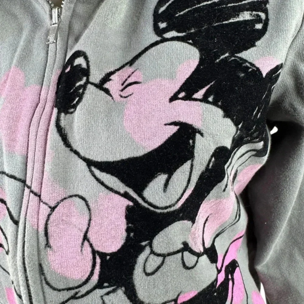 Disney World Hoodie Full Zip Sweatshirt Mickey Mouse Gray Kids Sz XL